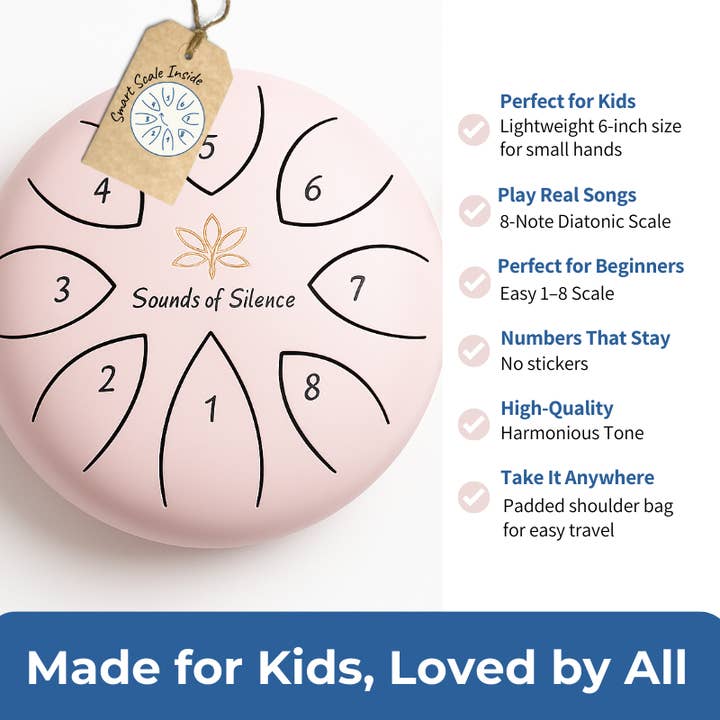 Sounds Of Silence Drums - Wholesale Musical Instrument - Magic Calm Drum Tongue Drum, Songbook and Storybook (PINK) 5