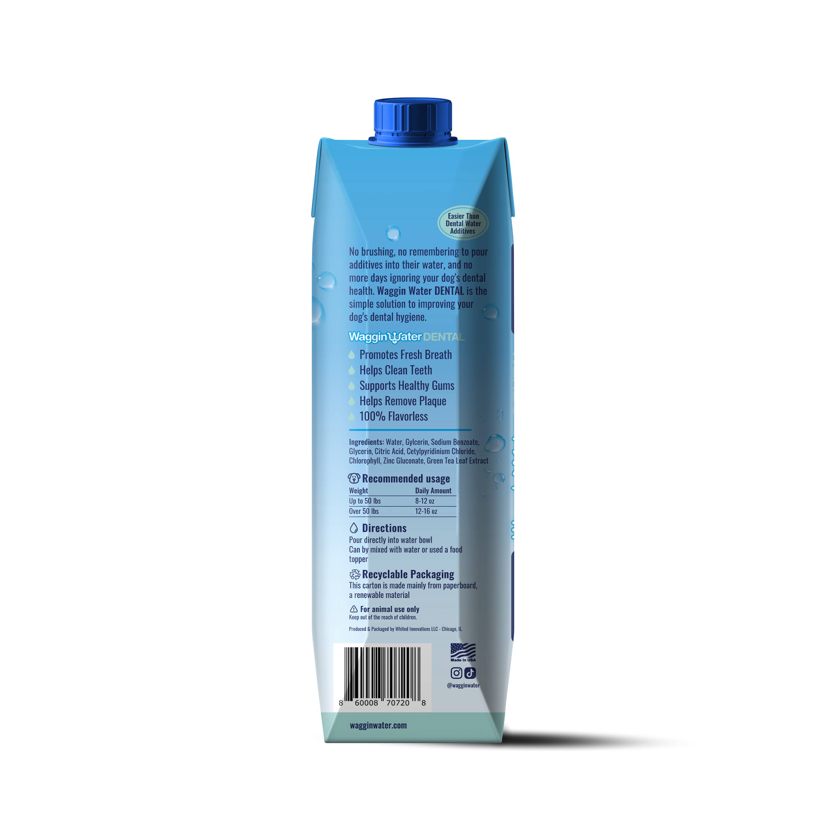 Waggin Water - Wholesale Pet Water Bottle - Dog - Waggin Water DENTAL 1L - Dog Beverage / Topper3