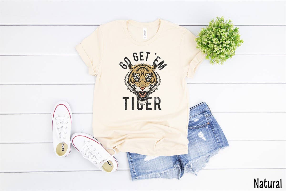 Simply Tees - Wholesale Screen Printed T-Shirt - Women's - Go Get 'Em Tiger Natural Tee0