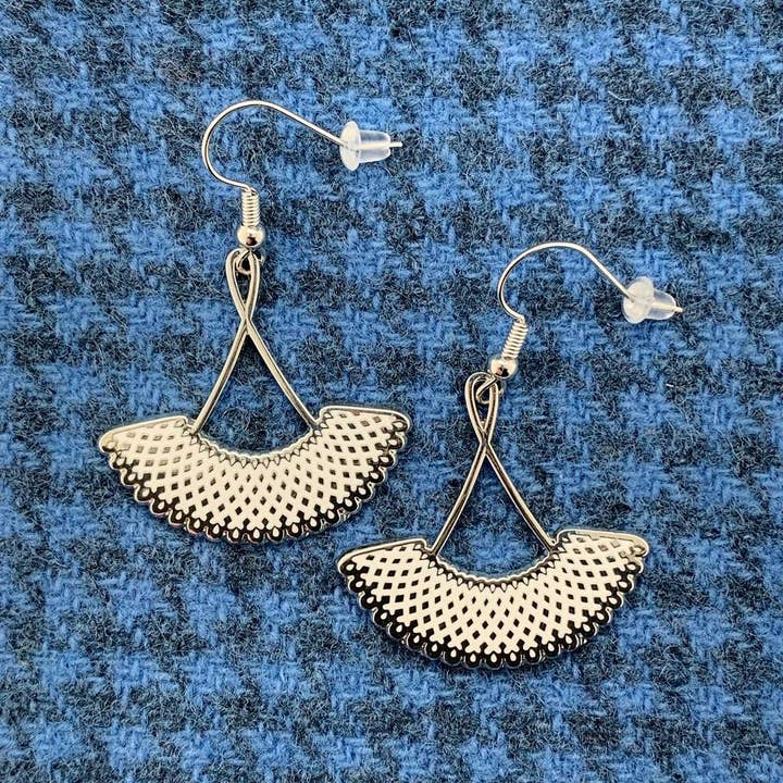 Dissent Pins - Wholesale Dangle Earrings - RBG Favorite Collar Drop Earrings - Silvertone