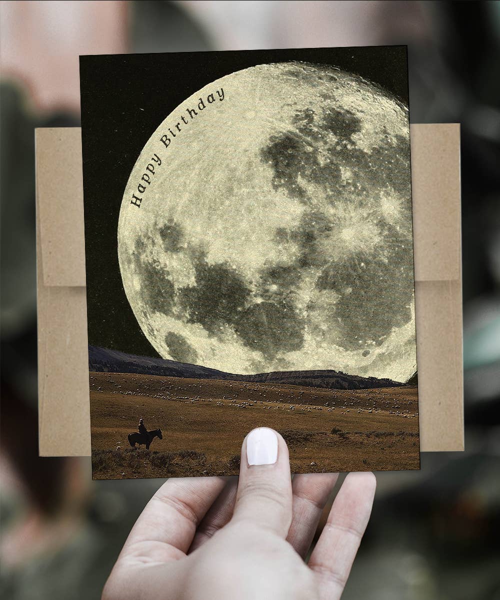 The Galek Sea - Vente Cartes d'anniversaire - Carte Happy Birthday Cowboy Moon1