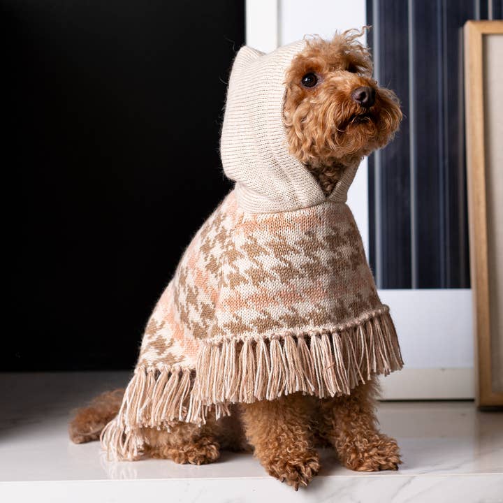 Mjuk hundtandsmönstrad alpackaponcho för hund för wholesale av Alqo Wasi