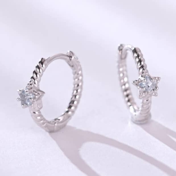 Star Cartilage Huggie Hoop Earrings in 925 Sterling Silver for wholesale by Perimade & Co. LLC