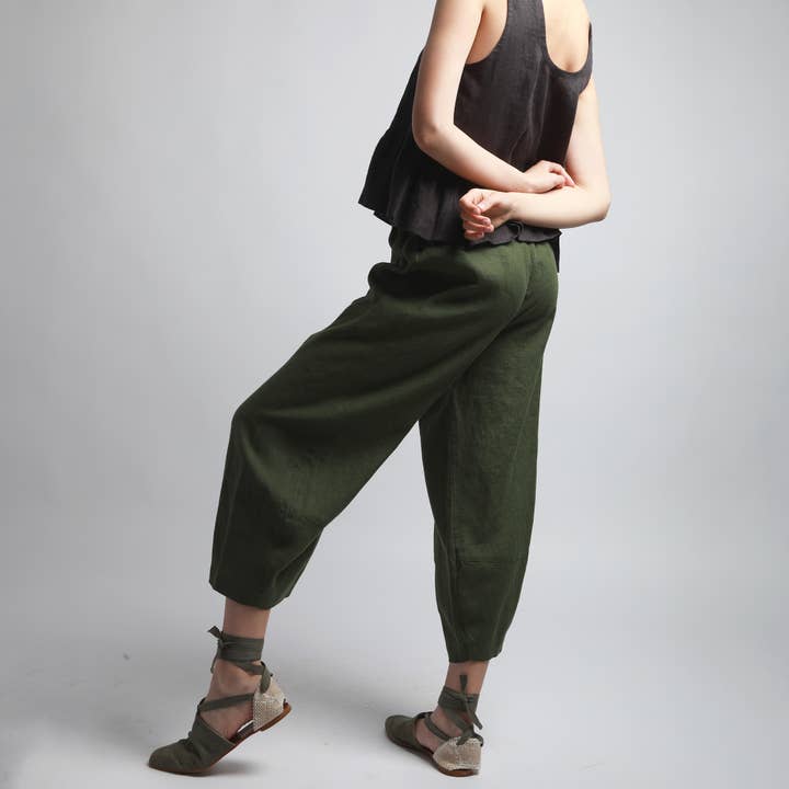 Knotium - Wholesale Pants - Women's - FRIDAY Barrel Leg Cropped Linen Pants2