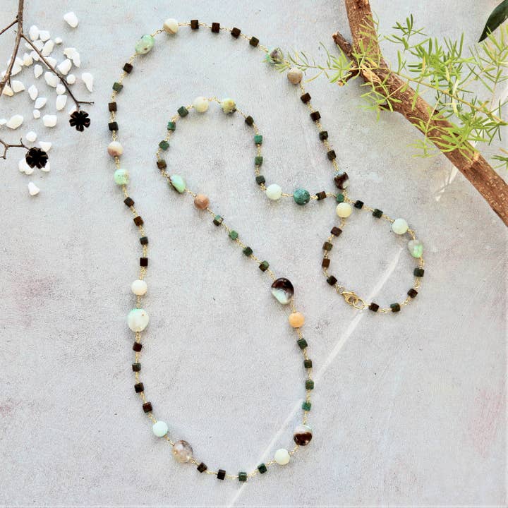 IST Jewelry - Wholesale Beaded/Pearl Necklace - African Turquoise & Chrysoprase Necklace2