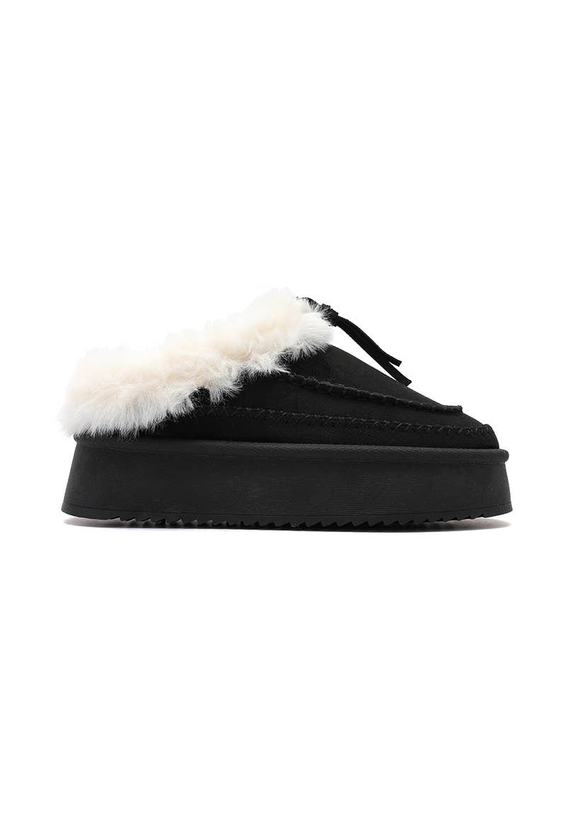 Joia Paris - Wholesale Mules - Women's - Fur-lined mules with thick sole and braided strap RU-217
