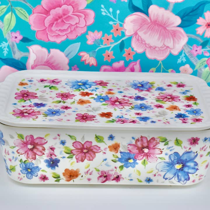 All Little Cute Things - Wholesale Baking Dish - Baking Dish Bright Floral Casserole with Lid