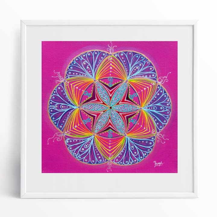 Fuchsia Mandala Kunsttryk for engroshandel hos Angel Fritz Studio
