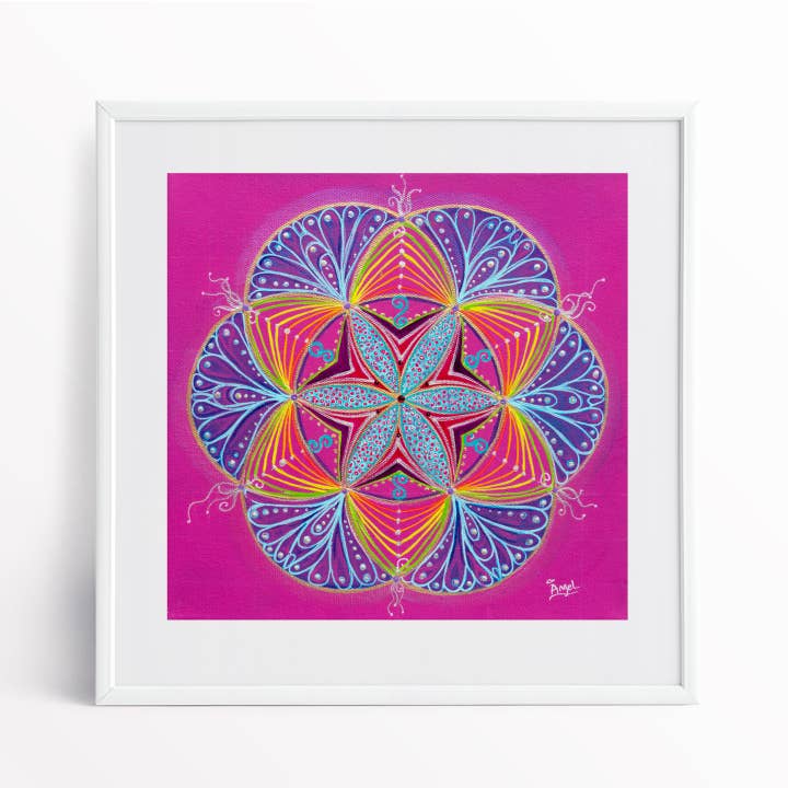 Impression artistique Mandala fuchsia pour la vente par Angel Fritz Studio