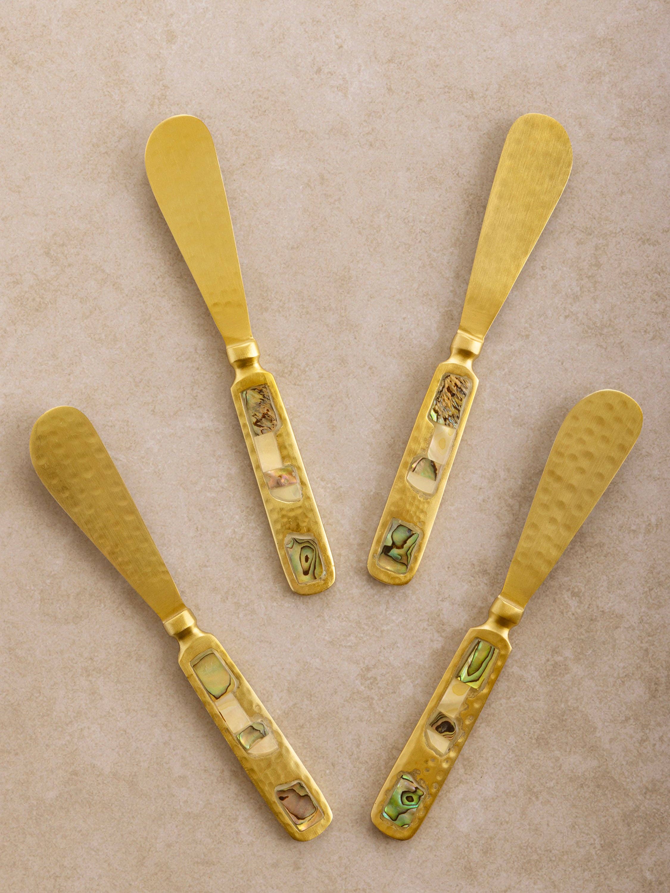 GAURI KOHLI - Wholesale Table Knife - Sisley Gold Butter Knives with Mother-of-Pearl · Set of 42