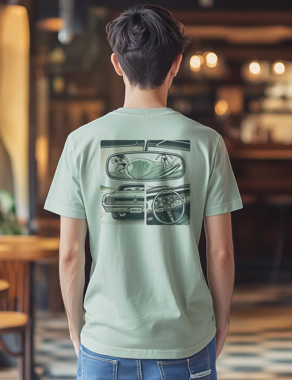 Verde nebbia Ride & Surf L164 - T-shirt in cotone organico di FRIKING STYLE in vendita all'ingrosso su Faire0