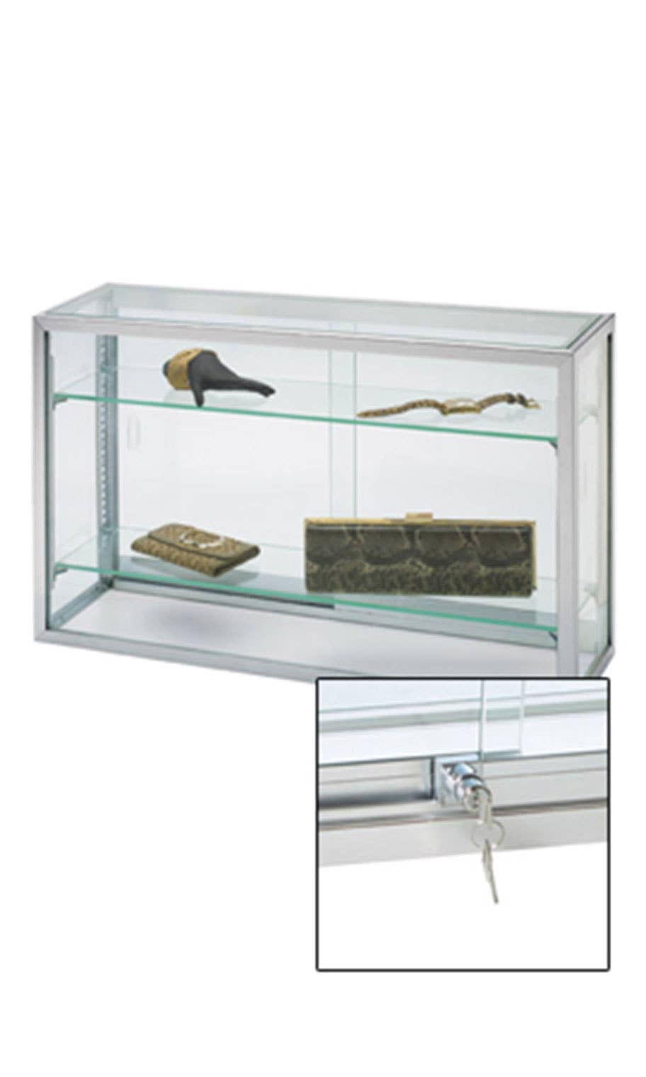 Store Supply Warehouse - Wholesale Retailer Display - Accessories - Upright Glass Countertop Display Case - 18”H x 8”D x 30”L0