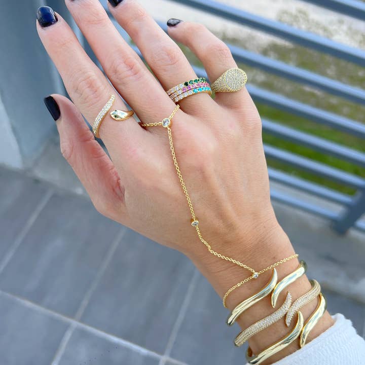 JTG Jewelry - Wholesale Link & Chain Bracelet - Bezel Hand Chain