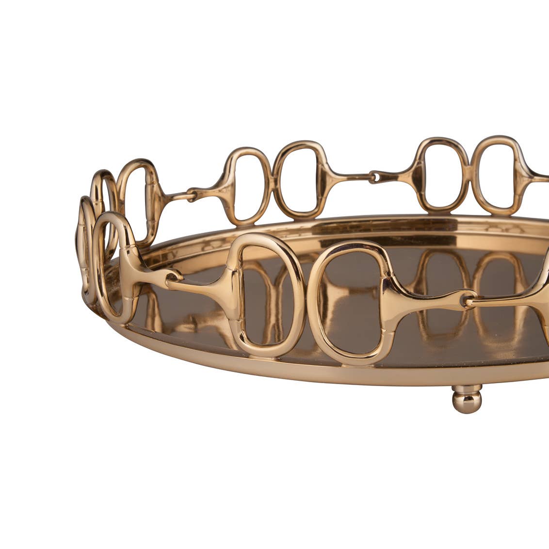 Wildwood - Vente Plateaux décoratifs - Plateau rond en laiton avec étriers - Grand modèle3