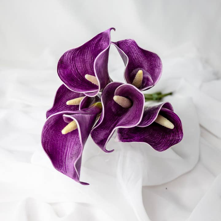 Realistic Artificial Flowers - Venta al por mayor Flores artificiales - Lirio de Cala Mini Malva - Flores Artificiales Realistas