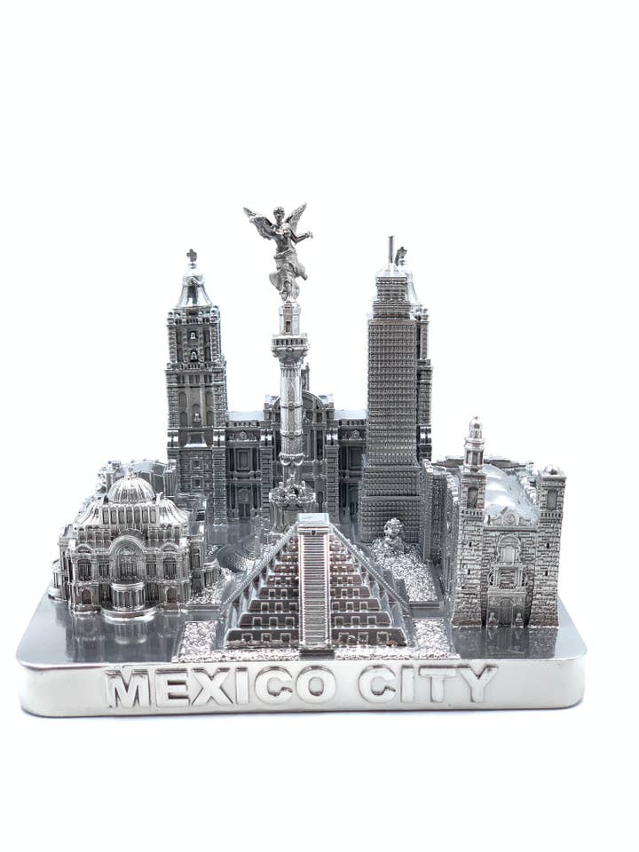 4.5"Statue-Mexico City Skyline Mirror In Silver.. for wholesale by ZIZO USA INC