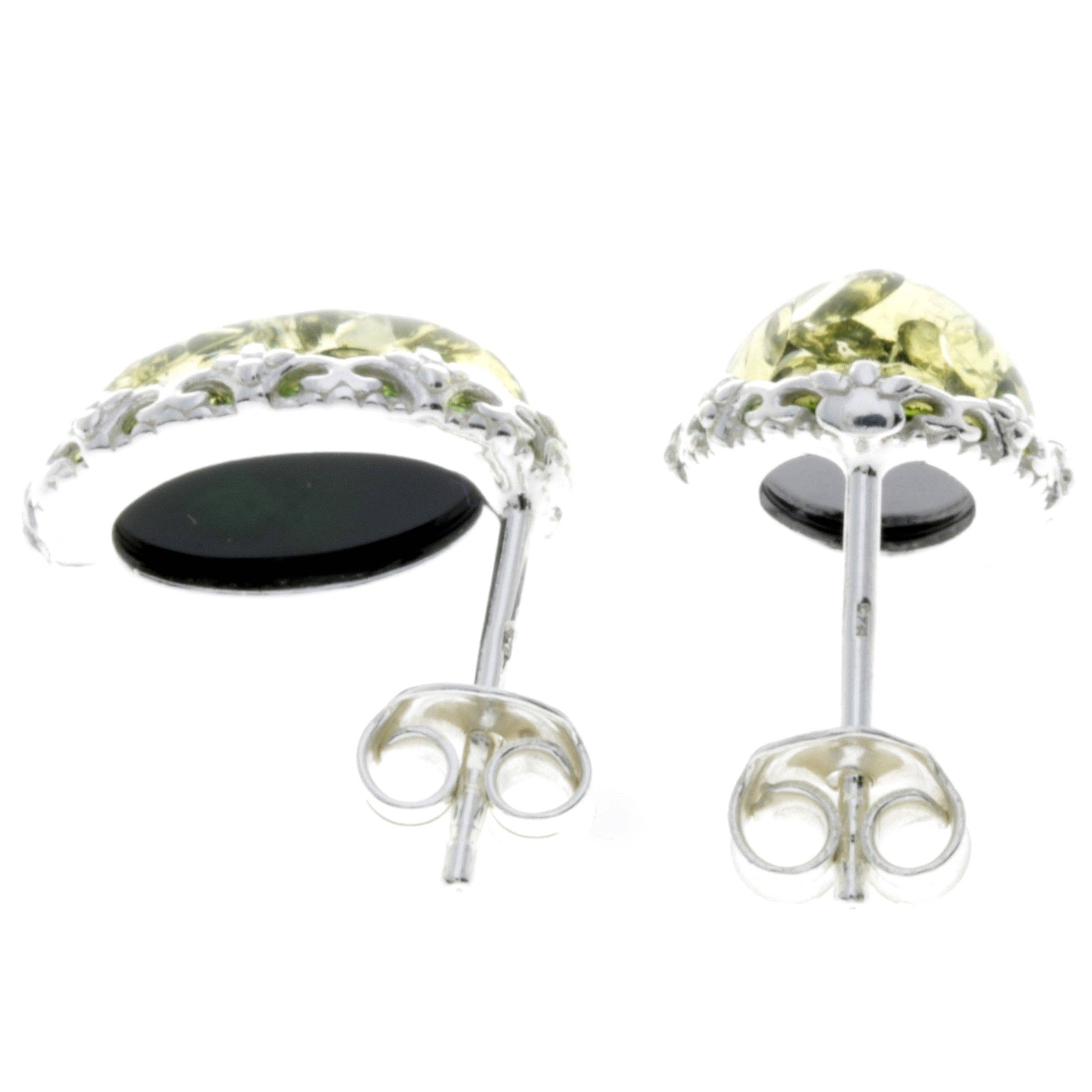 SilverAmber Jewellery - Wholesale Stud/Post Earrings - 925 Sterling Silver & Genuine Baltic Amber Classic Oval Studs Earrings - M6506