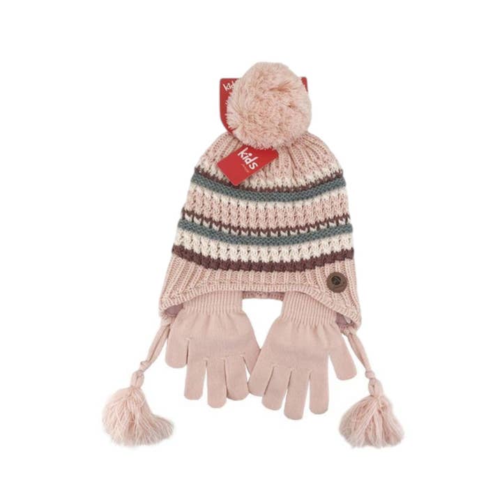 VewoTex - Wholesale Winter Accessory Set - Kids - Children's winter hat with gloves » Striped set » Children's hat with stripes and finger gloves4