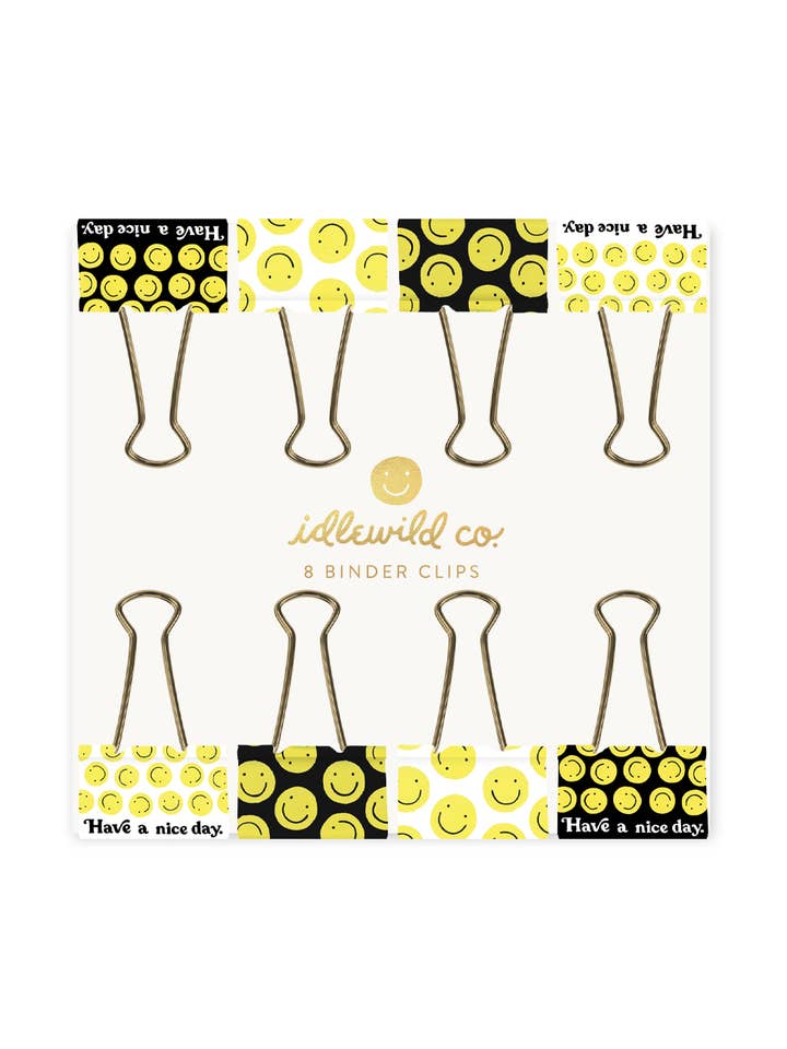 Smiley Binder Clips for wholesale by Idlewild Co.