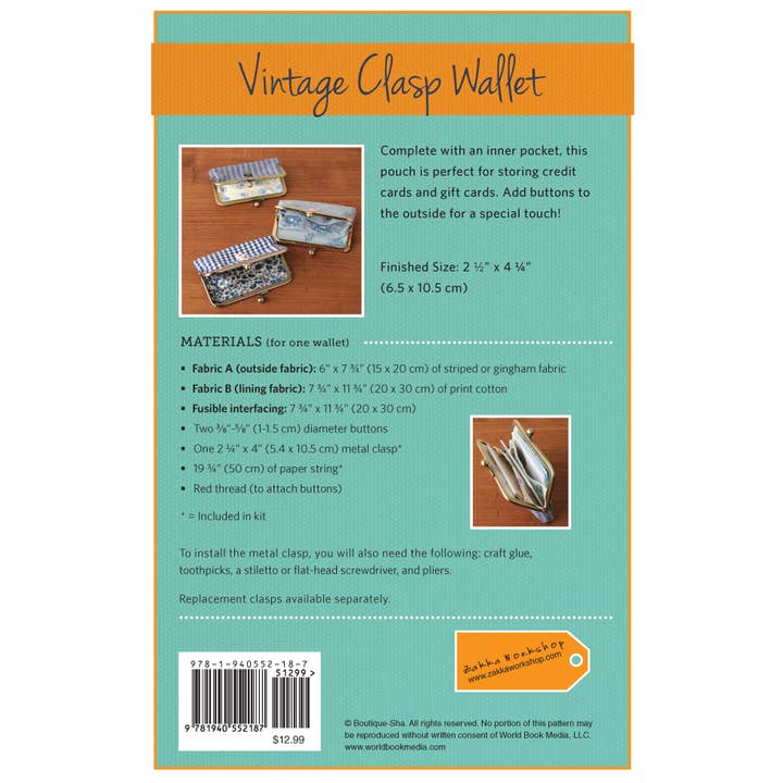 Zakka Workshop – Carteira - Mulher por atacado – Carteira Fecho Vintage com Fecho Prata (#ZW2187)2