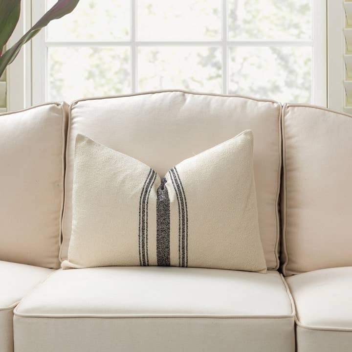 Black French Stripe Pillows - EG02 multi-stripes in the middle for wholesale on Faire