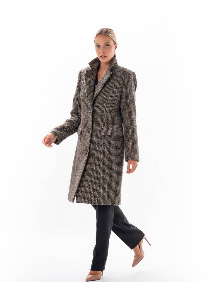 Tweed Wool Knee-Length Coat for wholesale by VIDAL MODES