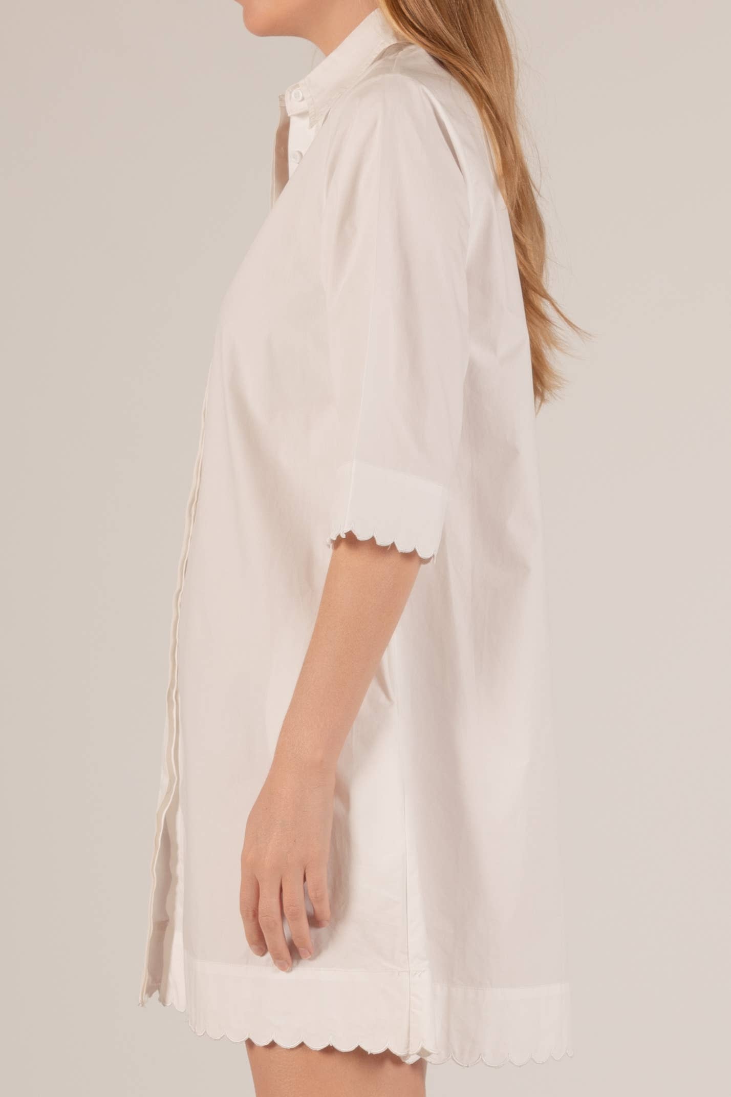 Before You Collection - Wholesale Dress - Women's - Poplin Scalloped Hem Button Up Shirt Dress2