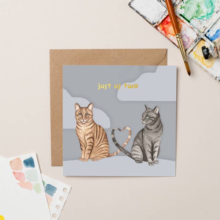 Cat Just Us Two Gold Foil card for wholesale by lil wabbit