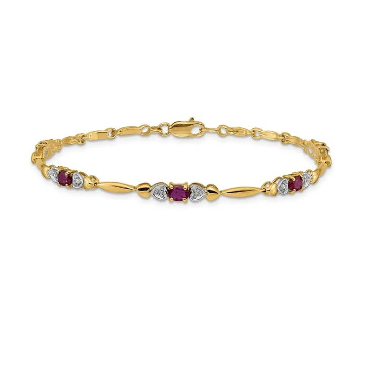 Bracciale Cuore in Oro 14K con Rubino Autentico per la vendita all'ingrosso da parte di FCJ Jewelry LLC