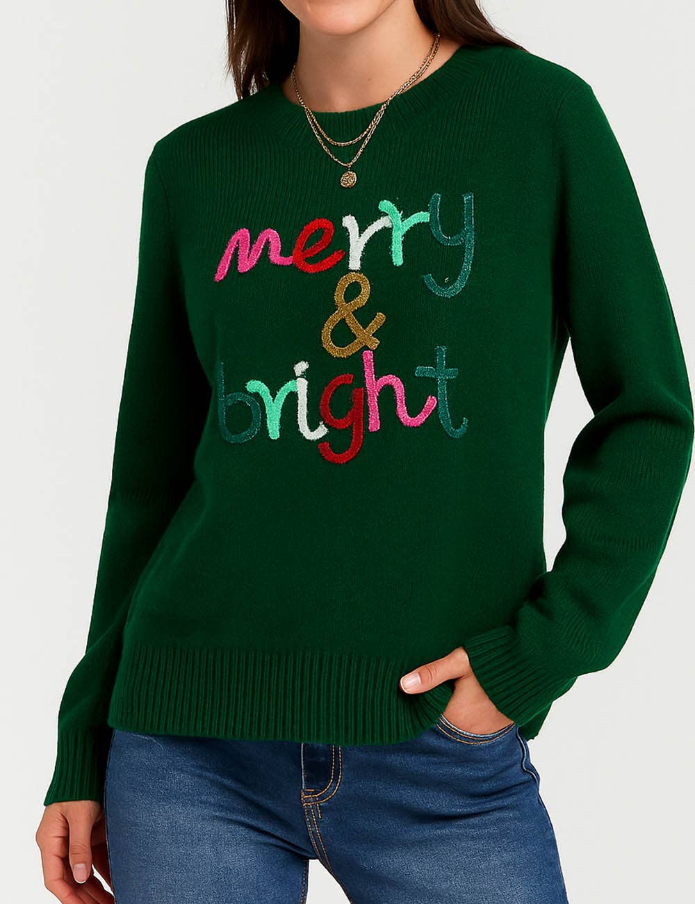 Sweetkama - Vendita all'ingrosso Maglione tricot - Donna - Maglione festivo con scritta "Ladies Christmas Merry & Bright"3