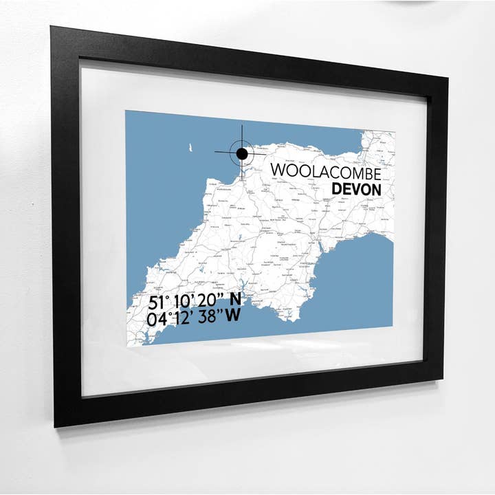 Woolacombe Landmark Map for wholesale by SeaKisses