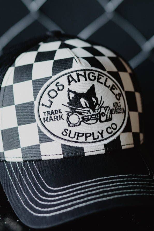 black Trucker Cap "Los Angeles Supply Co" for wholesale on Faire4
