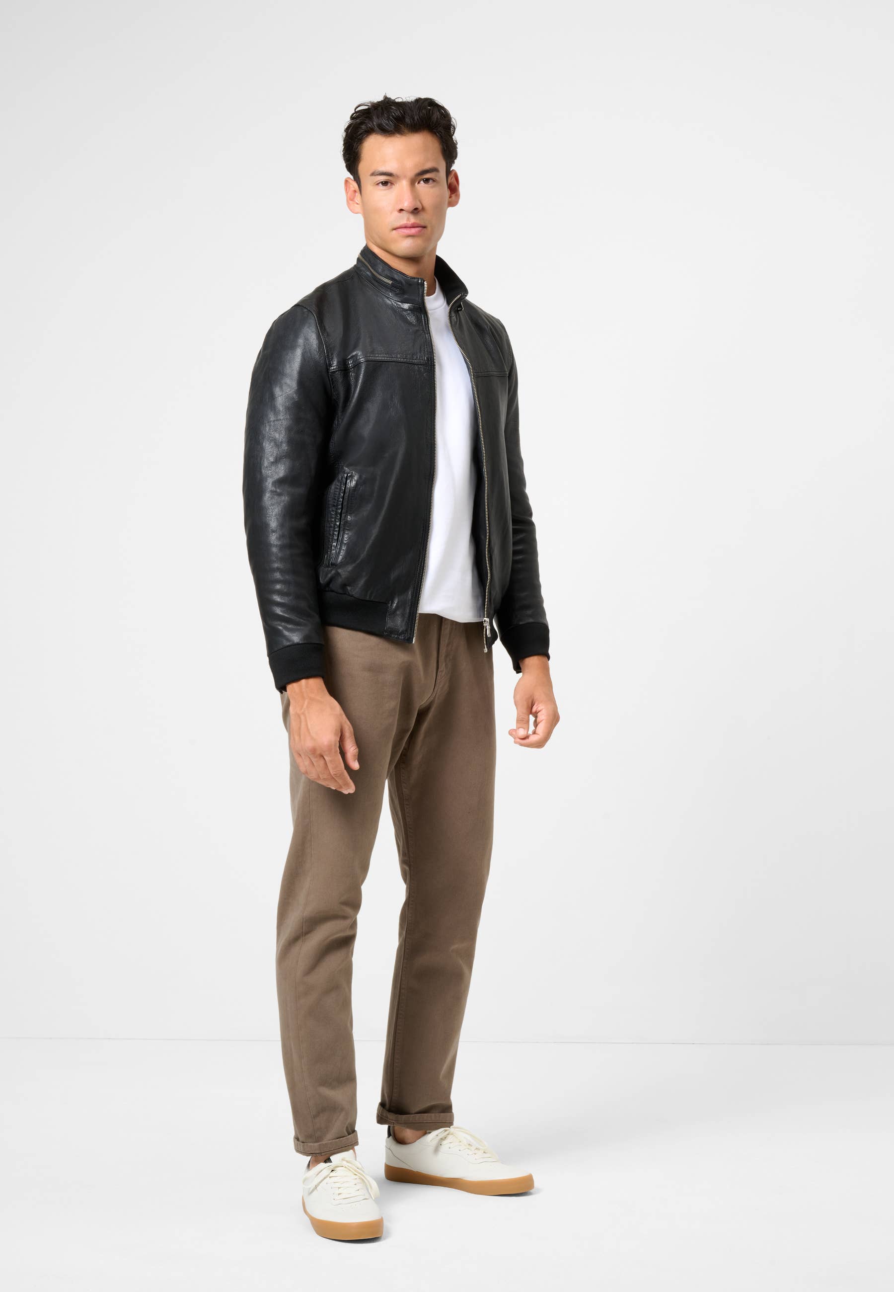 black Men's Leather Jacket Marlon - Blouson Style - Buffalo Nappa Leather for wholesale on Faire2