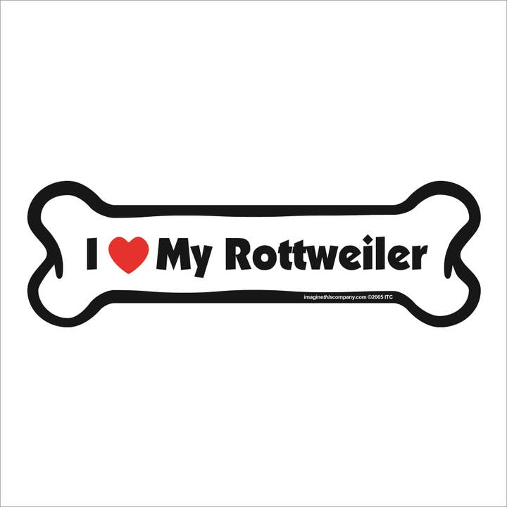 Ik hou van mijn Rottweiler - Bone Car Magnet voor wholesale door Imagine This Company