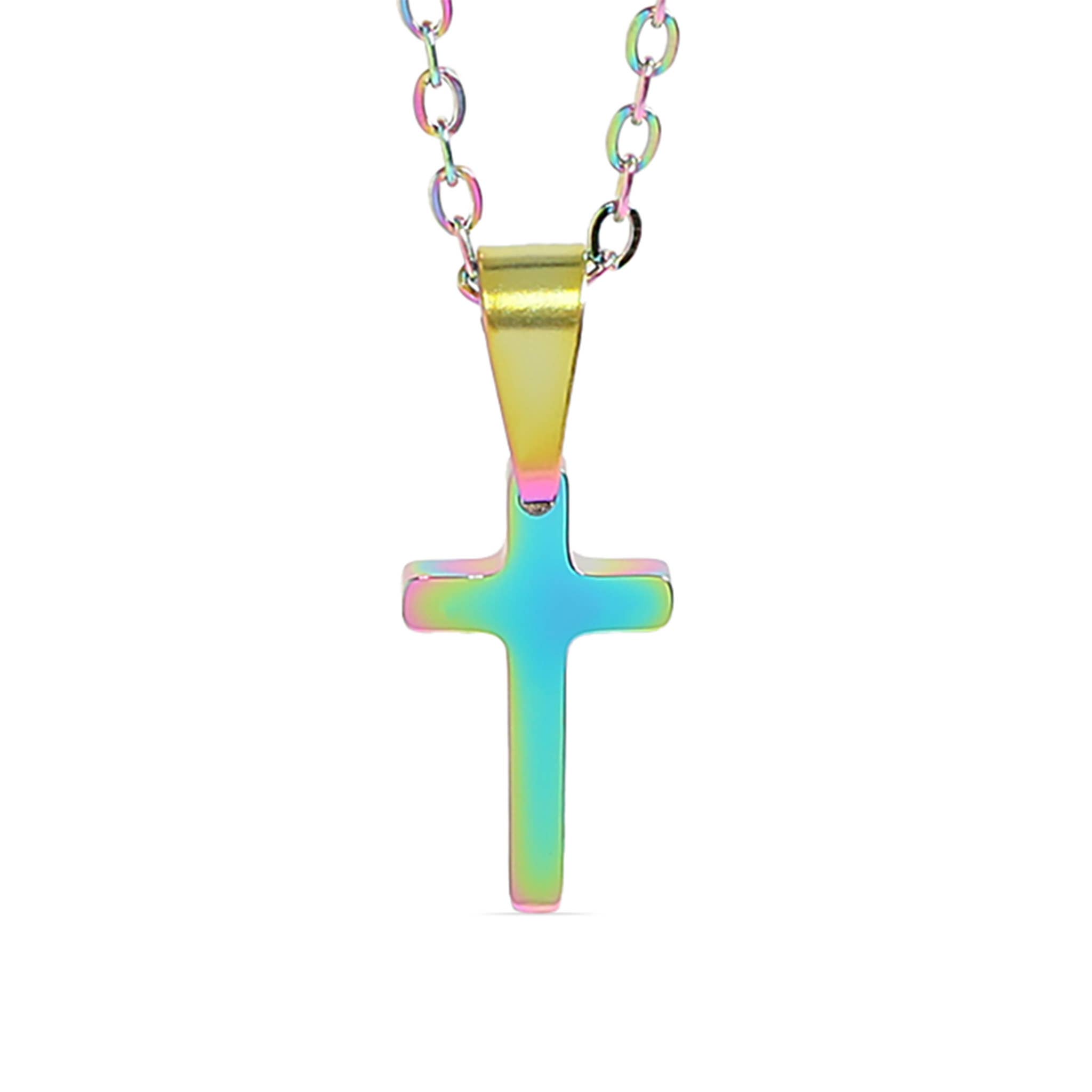 WJW - Vente Colliers à pendentif - Collier avec croix gravable en acier inoxydable4