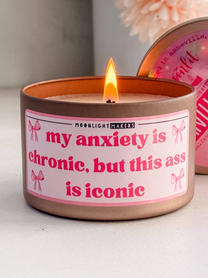 Anxiety Chronic, Ass Iconic - 8oz Candle - Rose Gold, Soy and other Purchase Wholesale merry makers. Free Returns & Net 60 Terms on Faire trending on Faire.