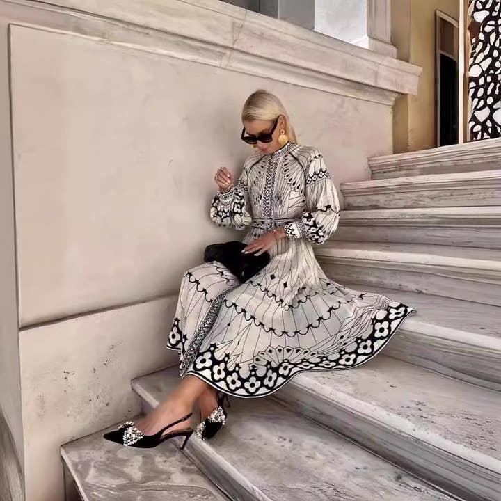 As Shown 2025 NEW Linen Lantern Sleeve Dress Vintage Chic for You for wholesale on Faire9