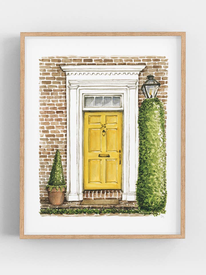 Front Door Watercolor Print: The Yellow Door for wholesale by Texture Design Co