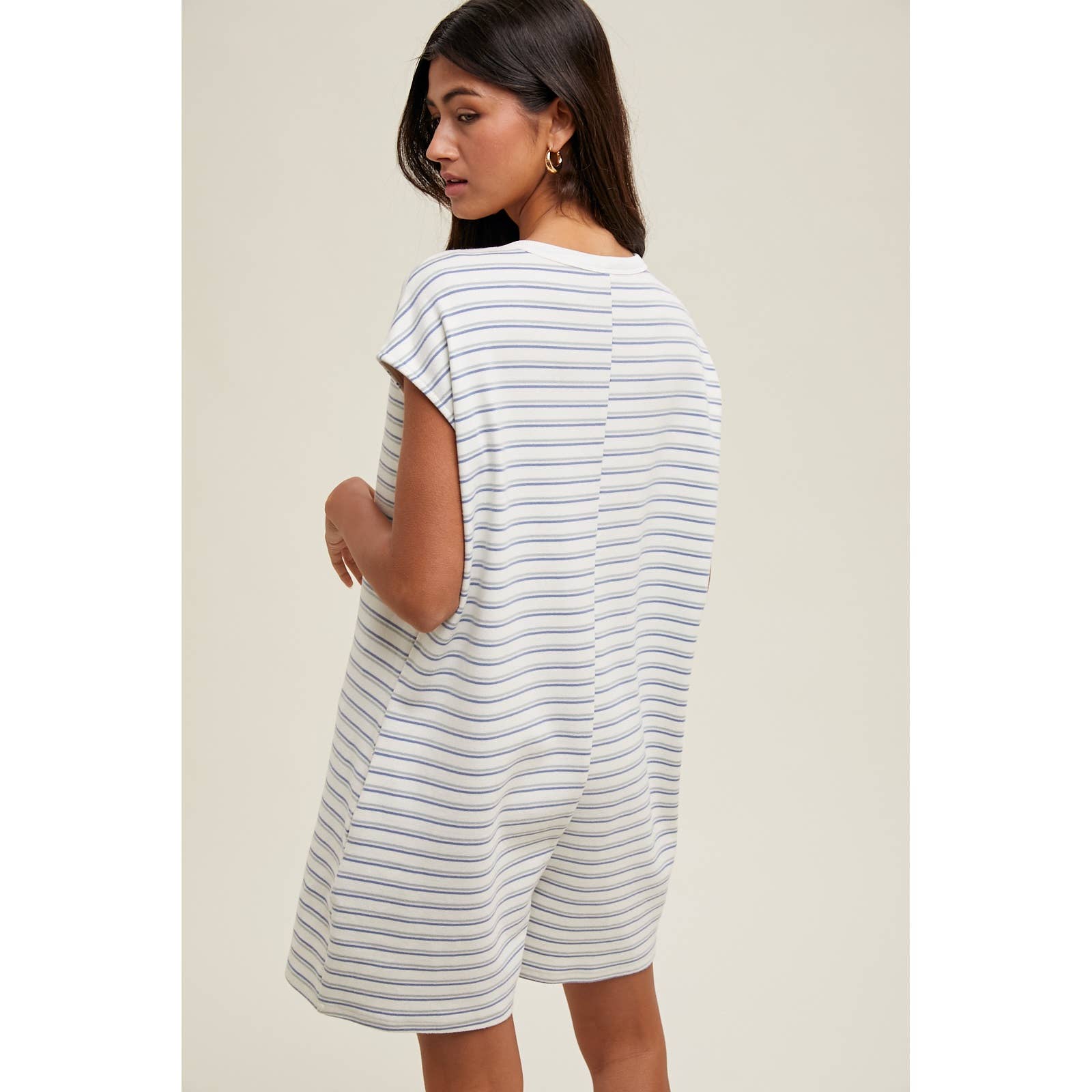 BLUE COMBO STRIPED KNIT ROMPER / WL25-10656 for wholesale on Faire3