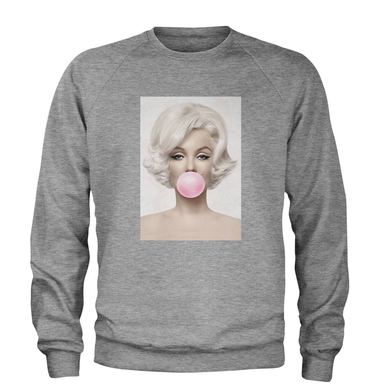 Expression Tees - Wholesale Graphic Sweatshirt - Unisex - Marilyn Monroe Pink Bubble Gum Adult Crewneck Sweatshirt3