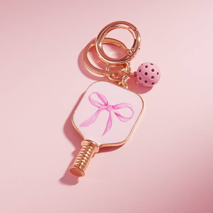 Designature New York - Wholesale Keychain - Women's - Pickleball Shaped Enamel With Bow Pattern Keychain