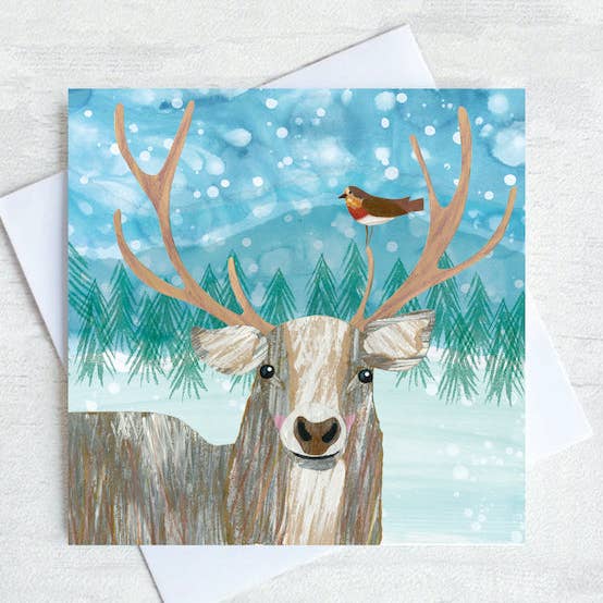 Tarjeta de Navidad de Amigos del Bosque Invernal y Vida Silvestre para venta al por mayor de Joanne Wishart