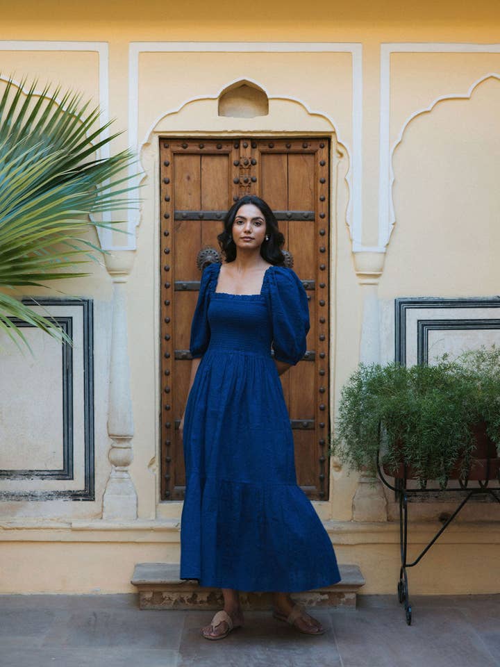 Vestido Elsie Azul Verdadeiro por atacado de Ophelia & Indigo