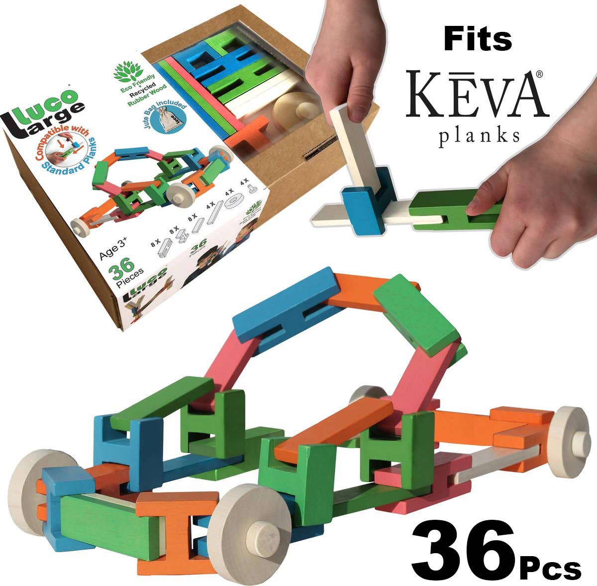 Luco Toys - Wholesale Building Set - Kids - Luco Wooden Toy Blocks, 36 Pcs, starters set4