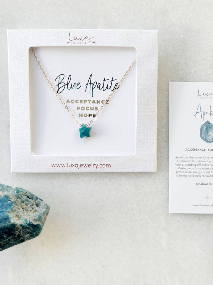 Colar Apatite Astrae Azul por atacado de Luxa Jewelry
