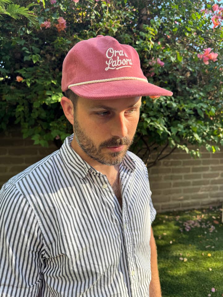 Dusty Rose Ora et Labora Corduroy Hat for wholesale by Be A Heart