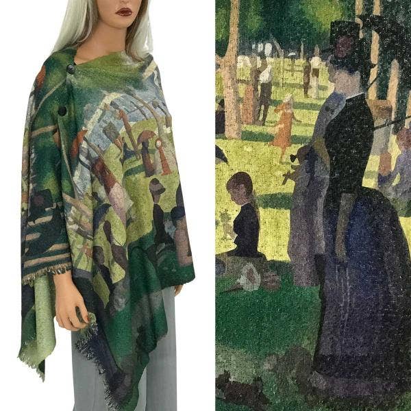 The Magic Scarf Company - Wholesale Poncho - Women's - 3235 - Nubby Art Design Button Shawls