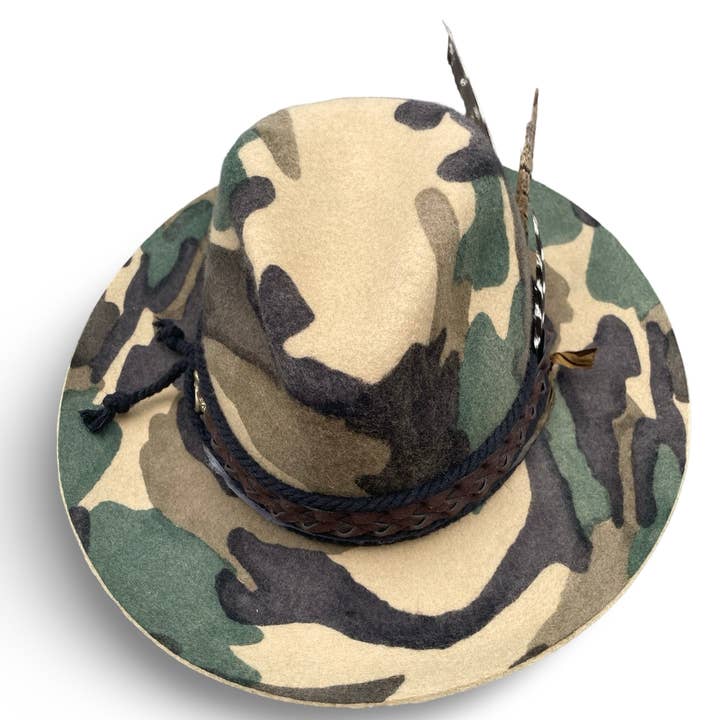 Camo Mel - Western Style Fedora for wholesale by Cha Cha's House of Ill Repute