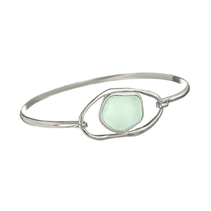 Sea Glass Lagoon Hook Bracelet, Soft Green-Blue for wholesale by Oceano Sea Glass
