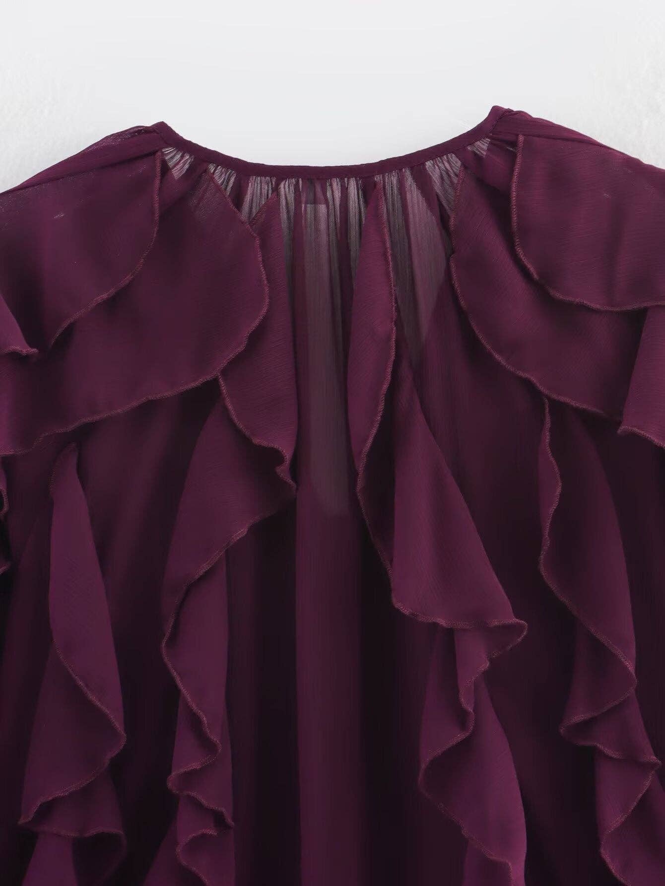 Marayn - Wholesale Blouse - Women's - Chic 2025 European Vneck Ruffled Layered Blouse B888279